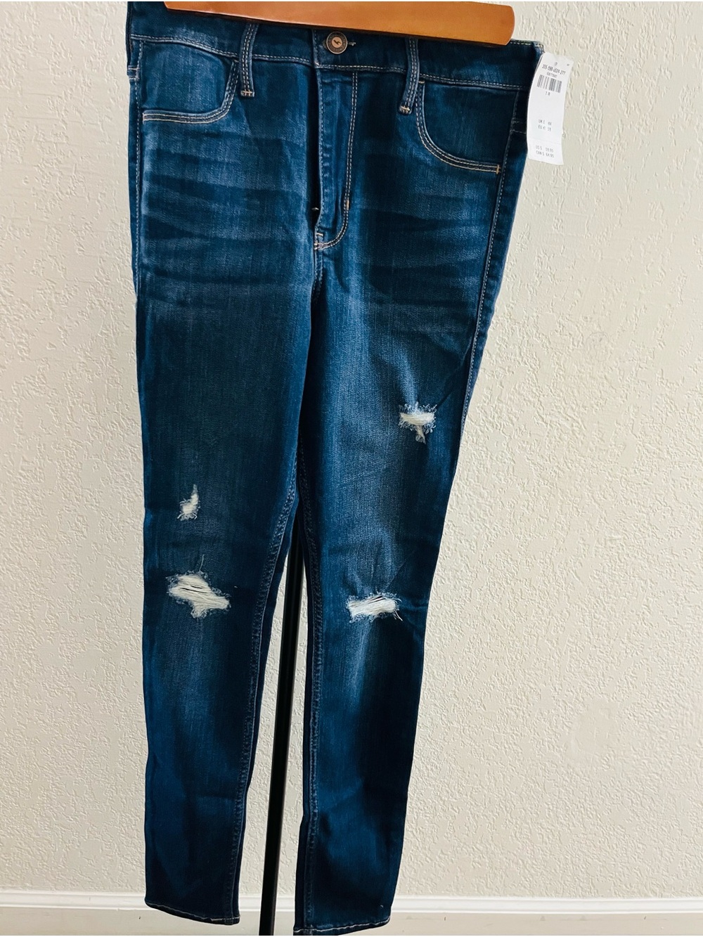 Hollister Dark Blue Ripped Skinny Jeans-NEW